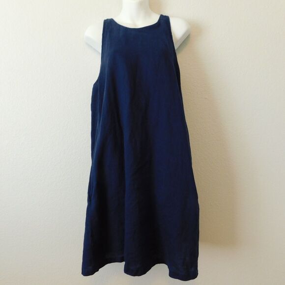 United Color of Benetton Dress Medium Linen Sundress Sleeveless Coastal A-Line - Picture 5 of 12